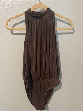 Womens Commense Brown Sleeveless One-Piece Bodysuit